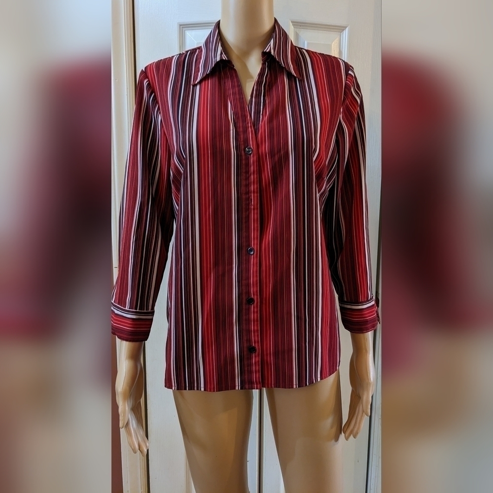 Pre-owned stretch notations long sleeve collar button shirt size medium, TC